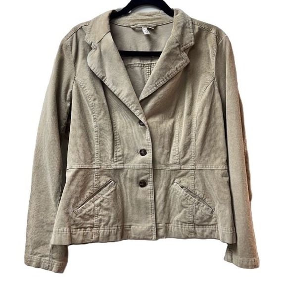 St. John's Bay Jackets & Blazers - Vintage St. John's Bay Stretch Tan Corduroy Blazer Jacket XL Cotton Spandex